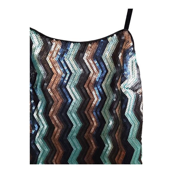 Walter Baker Isadora Sleeveless Sequin Chevron A-line Midi Dress Women's 6 NWT - Picture 6 of 9